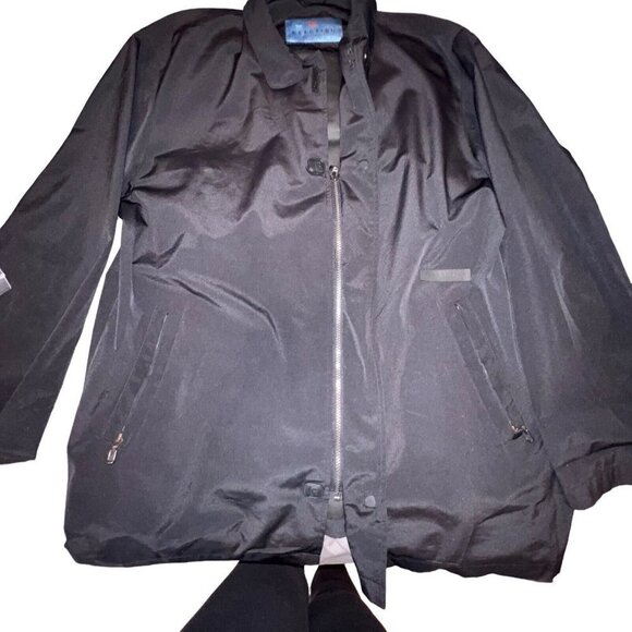 Kenneth Cole Reaction Mens Black Rain Jacket Medium Full Zip Magnetic Button - Picture 6 of 11